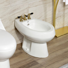 Bidet Faucet, Heirloom, Three-Handle Vertical Spray in Brushed Brass