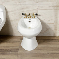 Bidet Faucet, Heirloom, Three-Handle Vertical Spray in Brushed Brass