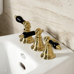 Bidet Faucet, Heirloom, Three-Handle Vertical Spray in Brushed Brass