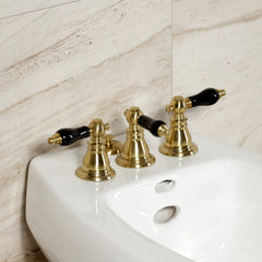 Bidet Faucet, Heirloom, Three-Handle Vertical Spray in Brushed Brass
