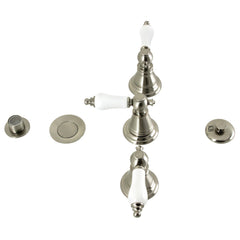 Bidet Faucet, Heirloom, Three-Handle Vertical Spray in Brushed Nickel