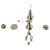 Bidet Faucet, Heirloom, Three-Handle Vertical Spray in Brushed Nickel