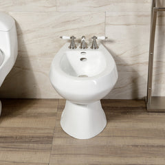 Bidet Faucet, Heirloom, Three-Handle Vertical Spray in Brushed Nickel