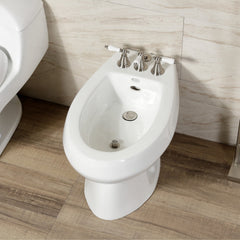 Bidet Faucet, Heirloom, Three-Handle Vertical Spray in Brushed Nickel