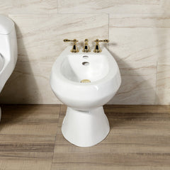 Bidet Faucet, Heirloom, Three-Handle Vertical Spray in Polished Brass