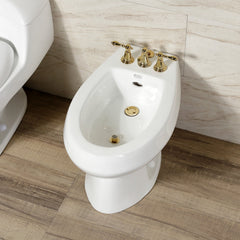 Bidet Faucet, Heirloom, Three-Handle Vertical Spray in Polished Brass
