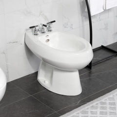 Bidet Faucet, Kaiser, Three-Handle Deck Mount with Brass Pop-Up in Polished Chrome