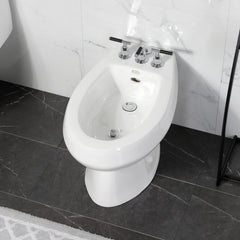 Bidet Faucet, Kaiser, Three-Handle Deck Mount with Brass Pop-Up in Polished Chrome