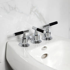 Bidet Faucet, Kaiser, Three-Handle Deck Mount with Brass Pop-Up in Polished Chrome