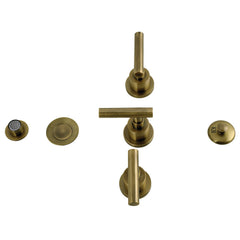 Bidet Faucet, Manhattan, Three-Handle with Brass Pop-Up in Antique Brass