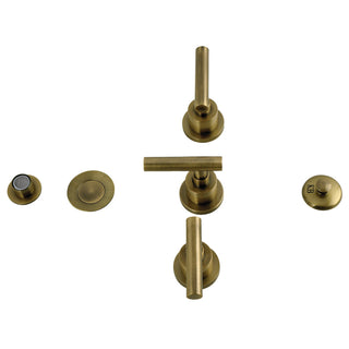 Bidet Faucet, Manhattan, Three-Handle with Brass Pop-Up in Antique Brass