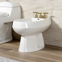 Bidet Faucet, Manhattan, Three-Handle with Brass Pop-Up in Brushed Brass