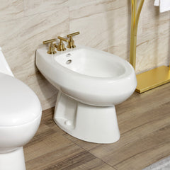 Bidet Faucet, Manhattan, Three-Handle with Brass Pop-Up in Brushed Brass