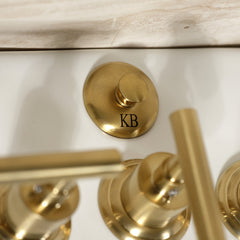 Bidet Faucet, Manhattan, Three-Handle with Brass Pop-Up in Brushed Brass