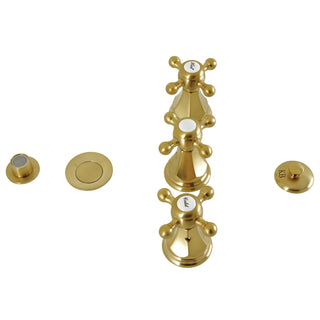 Bidet Faucet, Metropolitan, Three-Handle Vertical Spray in Brushed Brass