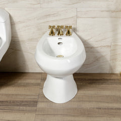 Bidet Faucet, Metropolitan, Three-Handle Vertical Spray in Brushed Brass