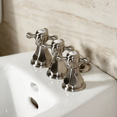 Bidet Faucet, Metropolitan, Three-Handle Vertical Spray in Brushed Nickel