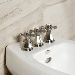 Bidet Faucet, Metropolitan, Three-Handle Vertical Spray in Brushed Nickel