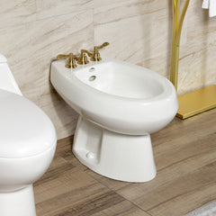 Bidet Faucet, Tulare, Three-Handle Deck Mount in Brushed Brass