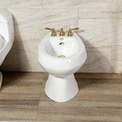 Bidet Faucet, Tulare, Three-Handle Deck Mount in Brushed Brass
