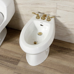 Bidet Faucet, Tulare, Three-Handle Deck Mount in Brushed Brass