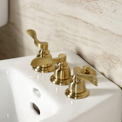 Bidet Faucet, Tulare, Three-Handle Deck Mount in Brushed Brass