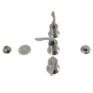 Bidet Faucet, Tulare, Three-Handle Deck Mount in Brushed Nickel