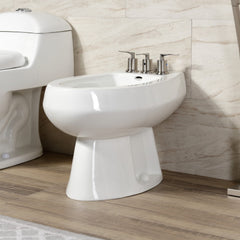 Bidet Faucet, Tulare, Three-Handle Deck Mount in Brushed Nickel