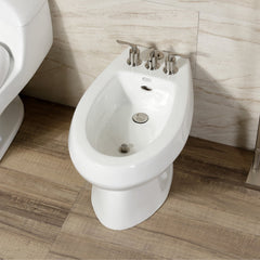 Bidet Faucet, Tulare, Three-Handle Deck Mount in Brushed Nickel