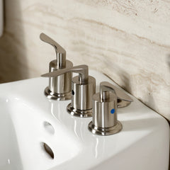 Bidet Faucet, Tulare, Three-Handle Deck Mount in Brushed Nickel