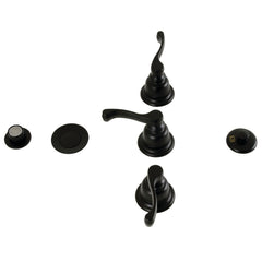 Bidet Faucet, Tulare, Three Handle with Brass Pop-Up in Matte Black