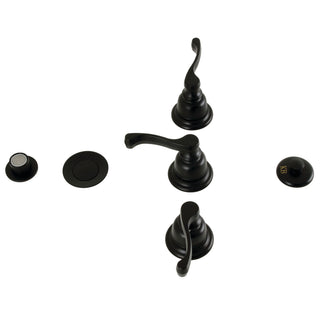 Bidet Faucet, Tulare, Three Handle with Brass Pop-Up in Matte Black