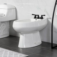 Bidet Faucet, Tulare, Three Handle with Brass Pop-Up in Matte Black