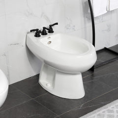 Bidet Faucet, Tulare, Three Handle with Brass Pop-Up in Matte Black