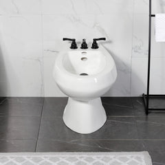 Bidet Faucet, Tulare, Three Handle with Brass Pop-Up in Matte Black