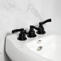 Bidet Faucet, Tulare, Three Handle with Brass Pop-Up in Matte Black