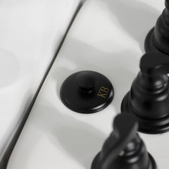 Bidet Faucet, Tulare, Three Handle with Brass Pop-Up in Matte Black