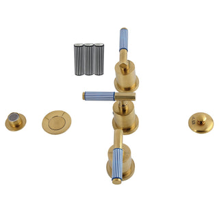 Bidet Faucet, Verona, Three-Handle with Pop-Up Drain in Brushed Brass