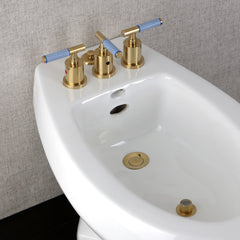Bidet Faucet, Verona, Three-Handle with Pop-Up Drain in Brushed Brass