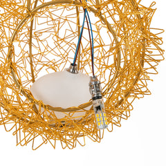 Bird Nest Chandelier, 8-Light, Gold Aluminum with White Glass Shade