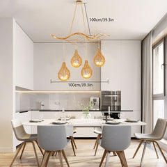 Bird Nest Chandelier, 8-Light, Gold Aluminum with White Glass Shade