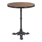 Bistro Table, Round Folding Aluminum with Laminate Top, Brown and Black