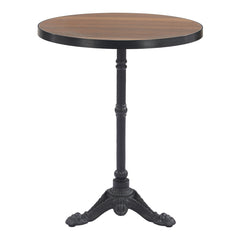 Bistro Table, Round Folding Aluminum with Laminate Top, Brown and Black
