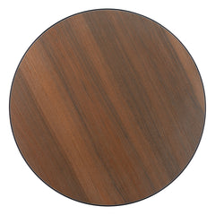 Bistro Table, Round Folding Aluminum with Laminate Top, Brown and Black