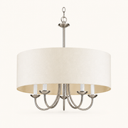 Front | studio front of the plain linen-blend drum, chain, and five arms