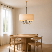 Angle | the same chandelier from three quarters in the dining room
