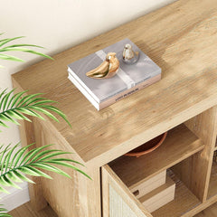 Boho Rattan TV Console, 66 Inch Wide, Brown