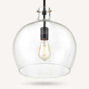 Front | studio front of the clear glass bell and matte black rod