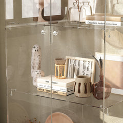 Book Cabinet with 4 Tiers in Black and Clear Glass
