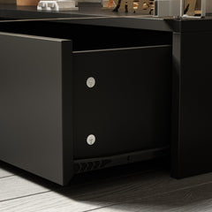 Book Cabinet with 4 Tiers in Black and Clear Glass